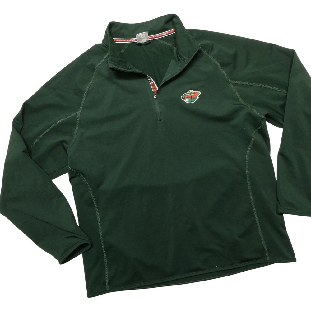 Minnesota Wild Sweatshirt Mens Large Green NHL Hockey 1/4 Zip Pullover Levelwear